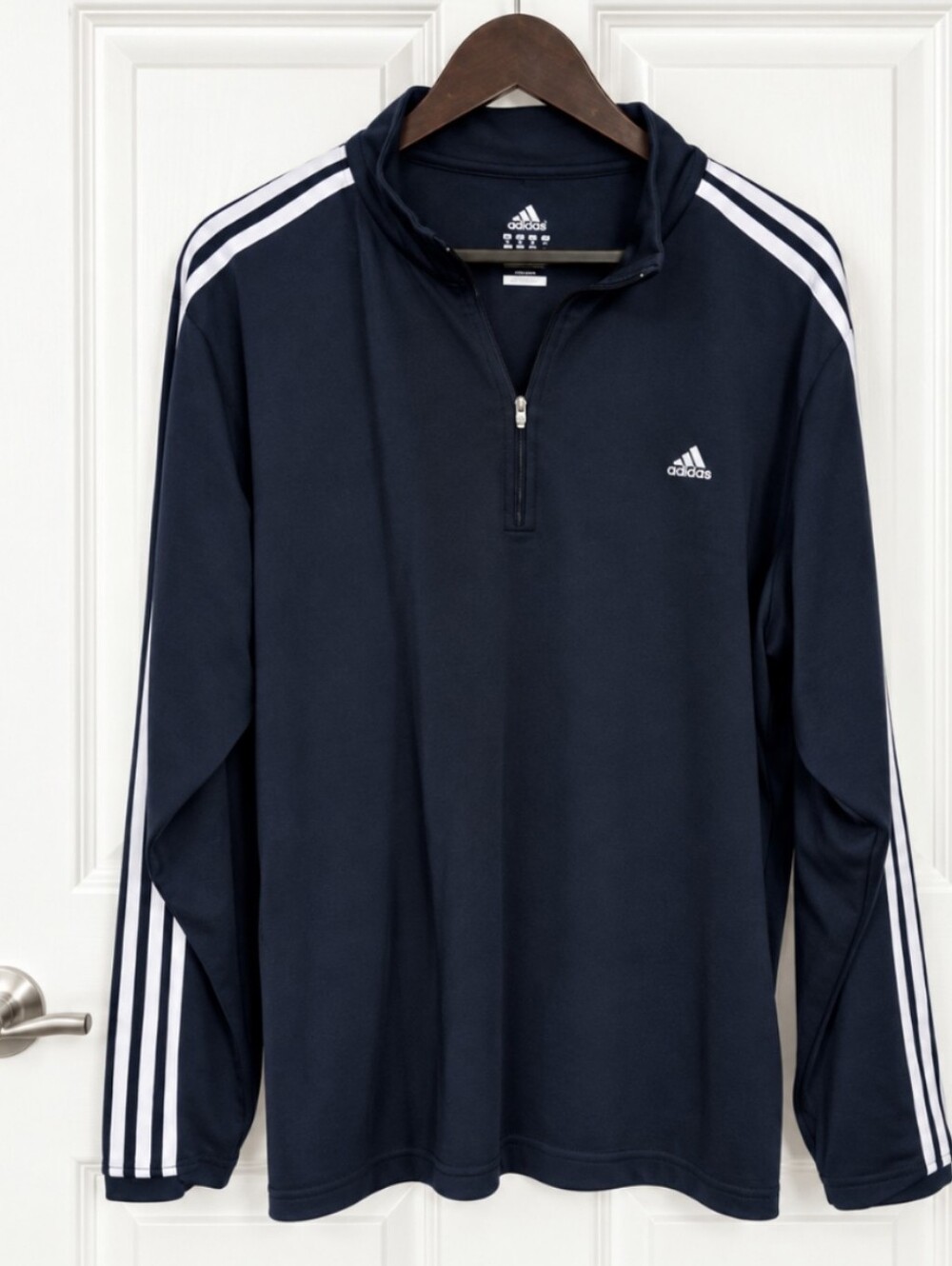 Adidas Navy Mens 1/4 Zip Pullover Sz 2XL